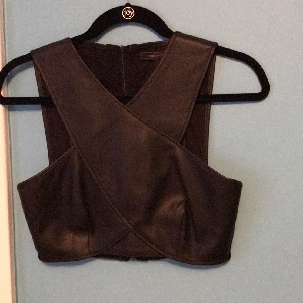 Faux leather crop top